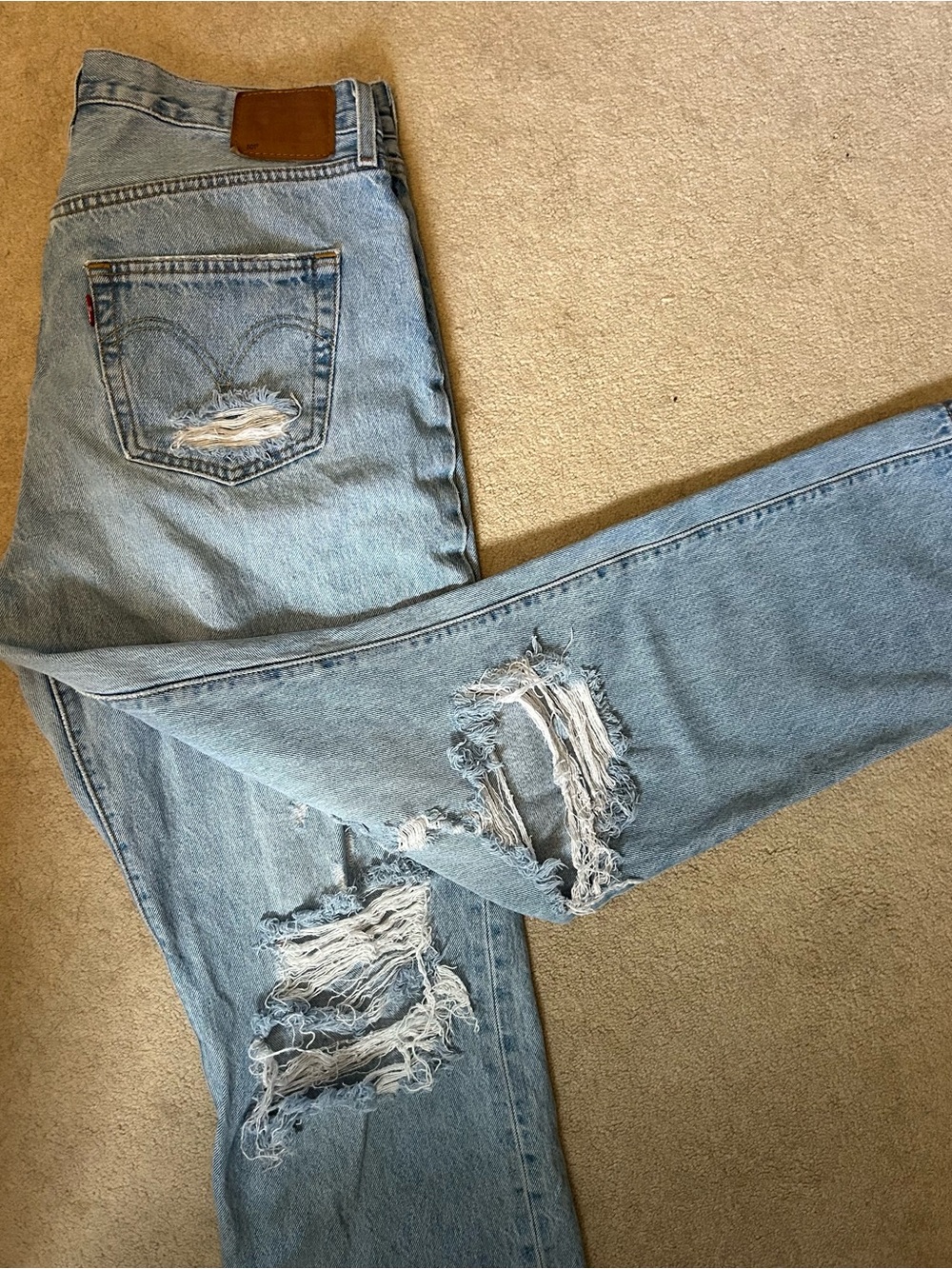 Levi's Light Blue Distressed 501 Jeans